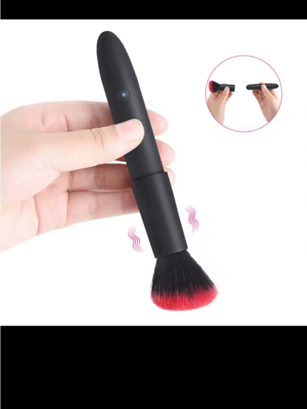 Rechargeable Red-Tip Facial Makeup Brush - Black Handle BNIB